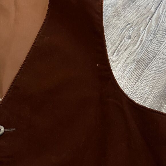 Vintage Reversible Brown Velvet Gingham Vest M - Picture 6 of 8